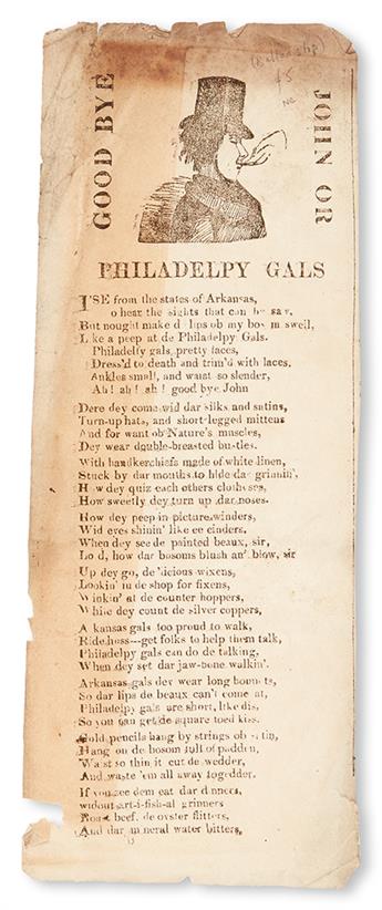 (SLAVERY AND ABOLITION.) RACIST PARODY SONG SHEET. Good Bye John, or Philadelpy Gals.